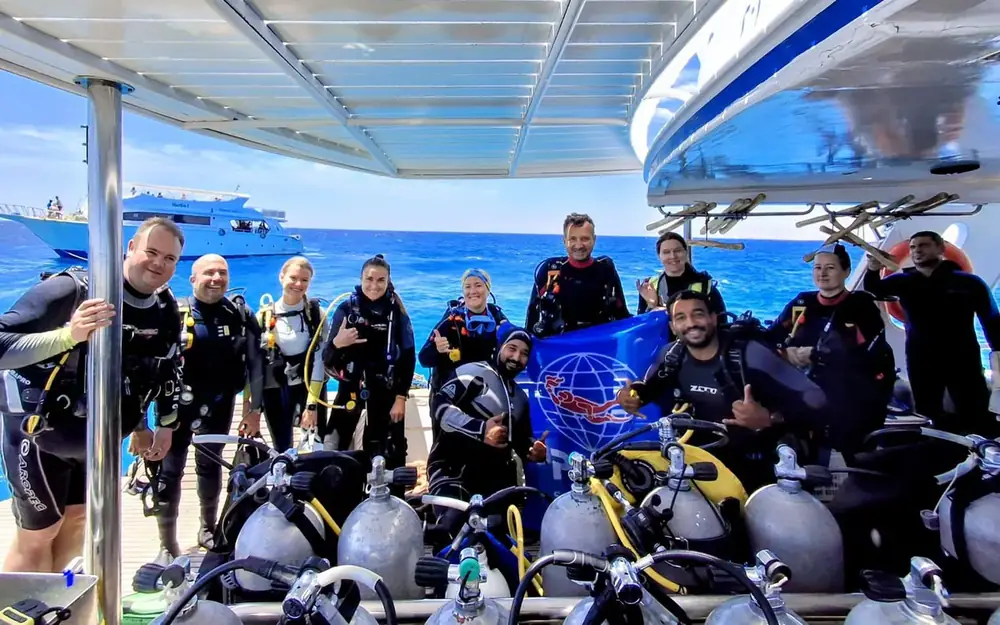 Aquarius dive group aboard the boat in Sahl Hasheesh, Egypt